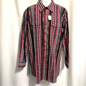 LONGHORN VINTAGE 90s NWT SOUTHWESTERN AZTEC PRINT BUTTON UP WESTERN SHIRT. Sz XL